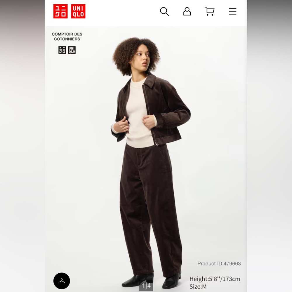 UNIQLO Brown Corduroy Barrel Pants Women’s Small (Sold Out Online!)